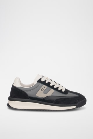 Zapatillas de piel - Negro y gris oscuro