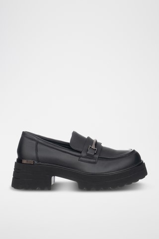 Mocasines de piel de tacón - Negro