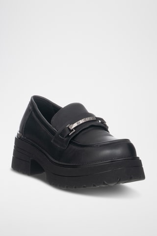 Mocasines de piel de tacón - Negro