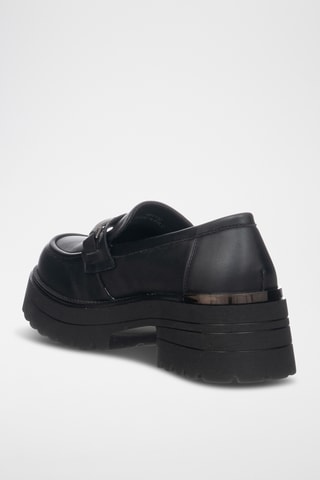 Mocasines de piel de tacón - Negro