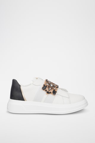 Slip-on de piel con plataforma - Blanco
