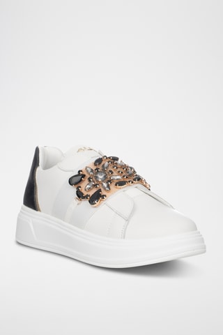 Slip-on de piel con plataforma - Blanco