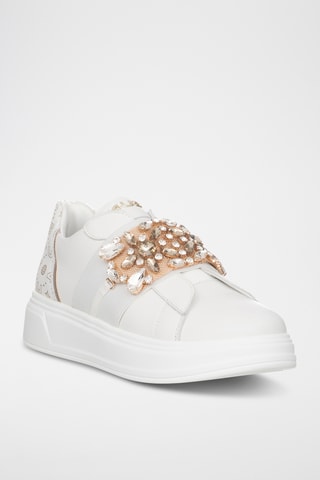 Slip-on de piel con plataforma - Blanco