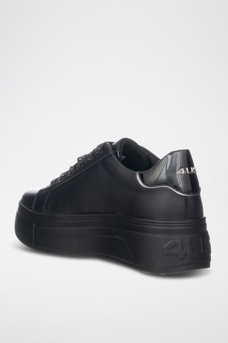 Zapatillas de piel con plataforma - Negro