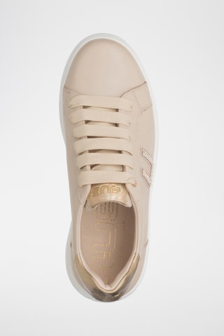 Zapatillas de piel con plataforma - Beige