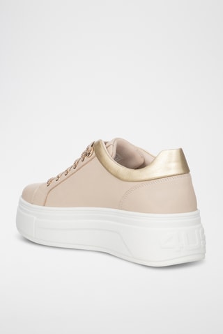 Zapatillas de piel con plataforma - Beige