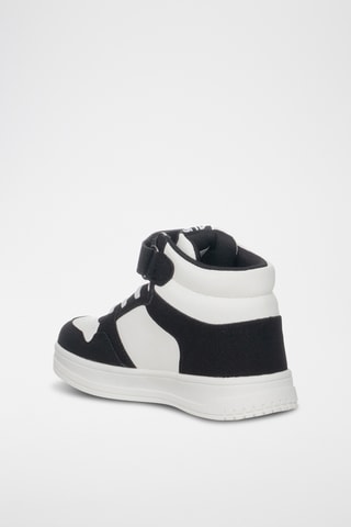 Zapatillas altas de piel - Negro y blanco