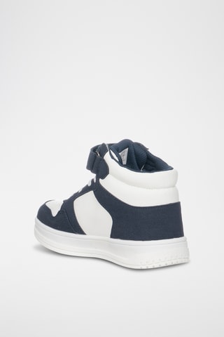 Zapatillas altas de piel - Blanco y azul marino