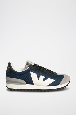 Sneakers en cuir Emporio Armani Bleu marine et gris - EA7