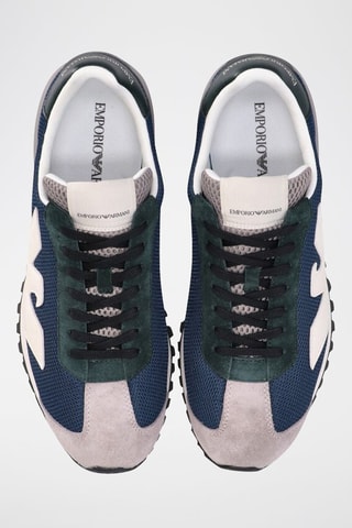 Sneakers en cuir Emporio Armani Bleu marine et gris - EA7