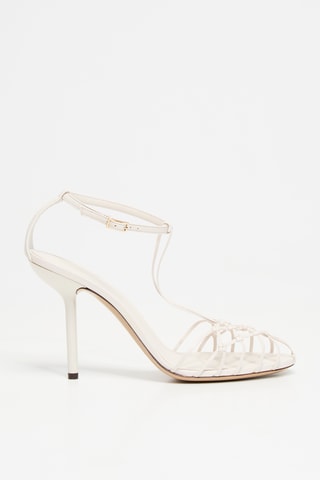 Sandales à talons en cuir - Ivoire - EA7