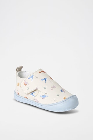 Chinelos de quarto em couro - Azul-cinza e branco