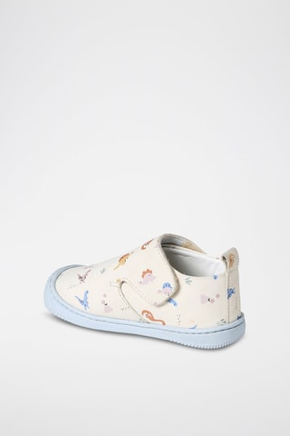 Chinelos de quarto em couro - Azul-cinza e branco