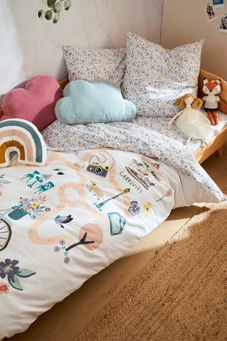 Parure de couette en coton 57 fils/cm² - Vert et rose