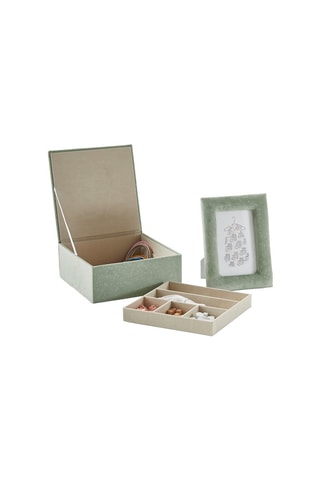 Boîte à bijoux et cadre en velours Kaki - Vertbaudet