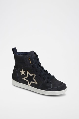 Sapatilhas subidas em couro Azul-marinho