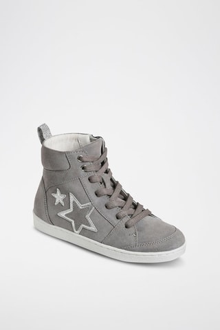 Sapatilhas subidas em couro Cinzento-escuro