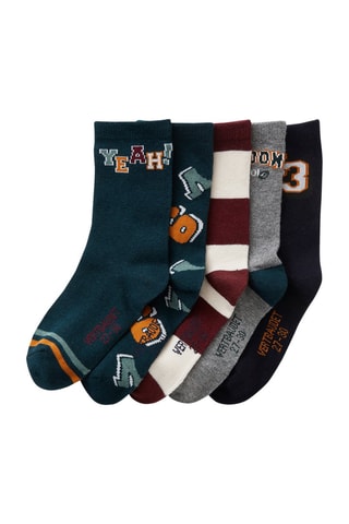 4 paires de chaussettes - Vert sapin, orange et bordeaux
