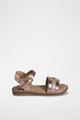Sandálias em couro - Dourado-rosa