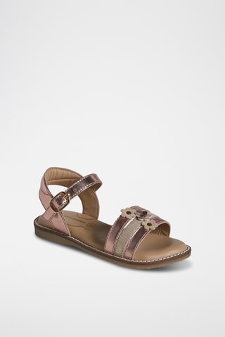 Sandálias em couro - Dourado-rosa