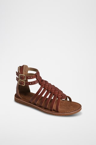 Sandálias romanas em couro - Castanho