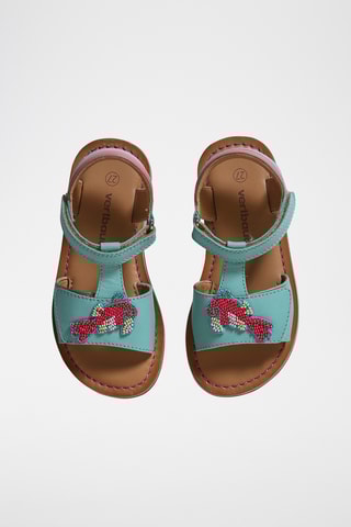 Sandálias em couro - Verde-água