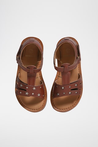 Sandálias em couro - Castanho