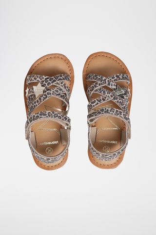 Sandálias em couro - bege