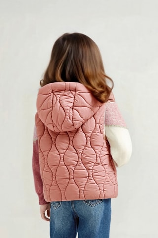 Colete acolchoado reversível com capuz - Rosa