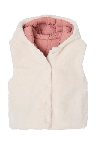 Colete acolchoado reversível com capuz - Rosa