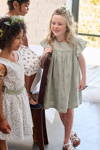 Robe en broderie anglaise - Vert clair