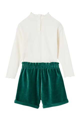 T-shirt et short en velours - Vert foncé