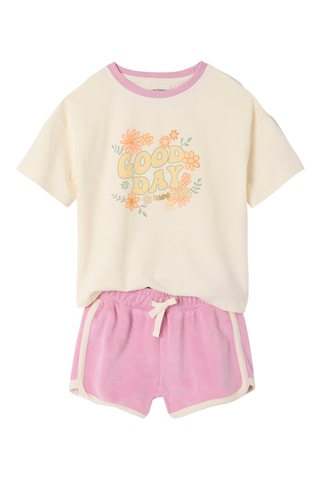 T-shirt et short - Ecru et mauve