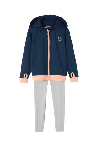 Sweat à capuche et legging - Bleu marine et gris clair