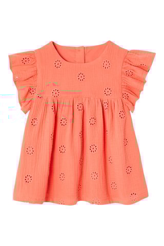 Blouse en broderie anglaise - Corail