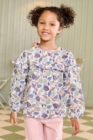 Blouse - Blanc et bleu cobalt