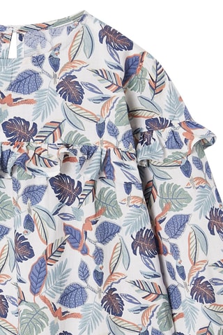 Blouse - Blanc et bleu cobalt