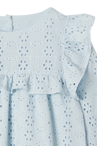 Blusa em bordado inglês - Azul-celeste