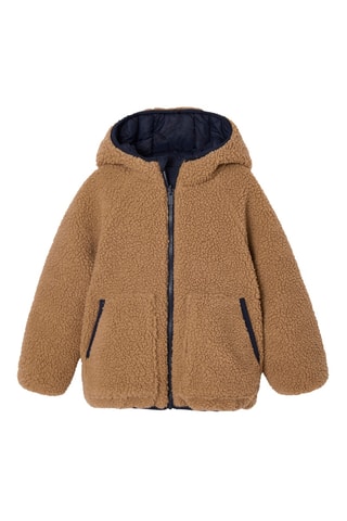 Doudoune réversible à capuche - Bleu foncé et marron