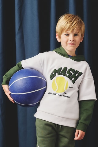 Sweat trompe-l’œil à capuche - Vert sapin