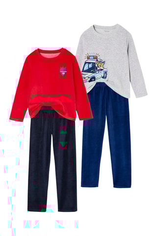 2 pyjamas en velours - Bleu marine