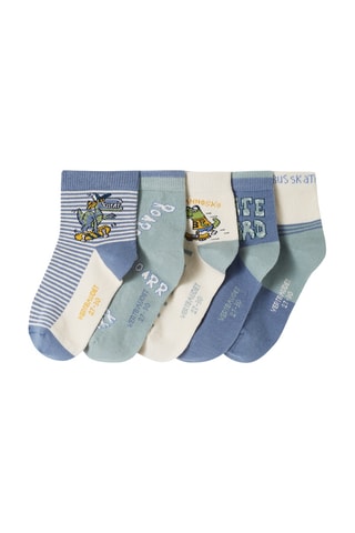 5 pares de meias - Verde-água e azul-cobalto