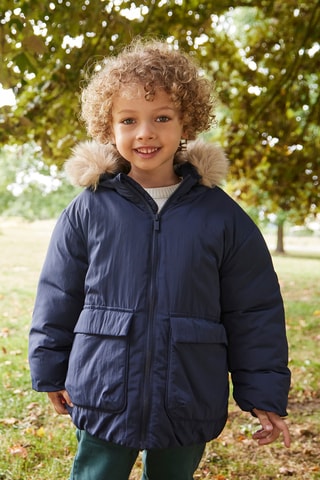 Parca com capuz - Azul-marinho