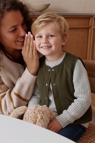 Veste réversible sans manches - Ecru et kaki