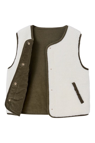 Veste réversible sans manches - Ecru et kaki