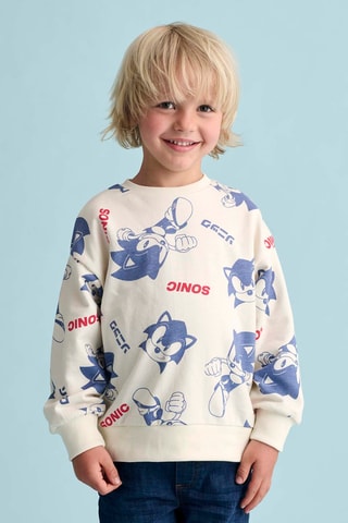 Sweat Sonic - Ecru et bleu cobalt