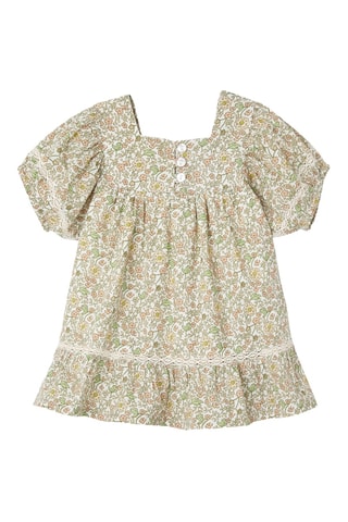 Vestido - Cru e verde-claro