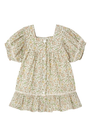 Vestido - Cru e verde-claro