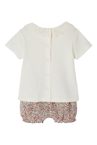 T-shirt e calções - Cru e rosa