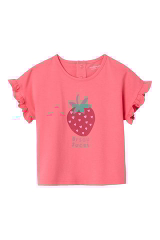 T-shirt em algodão biológico - Rosa e vermelho